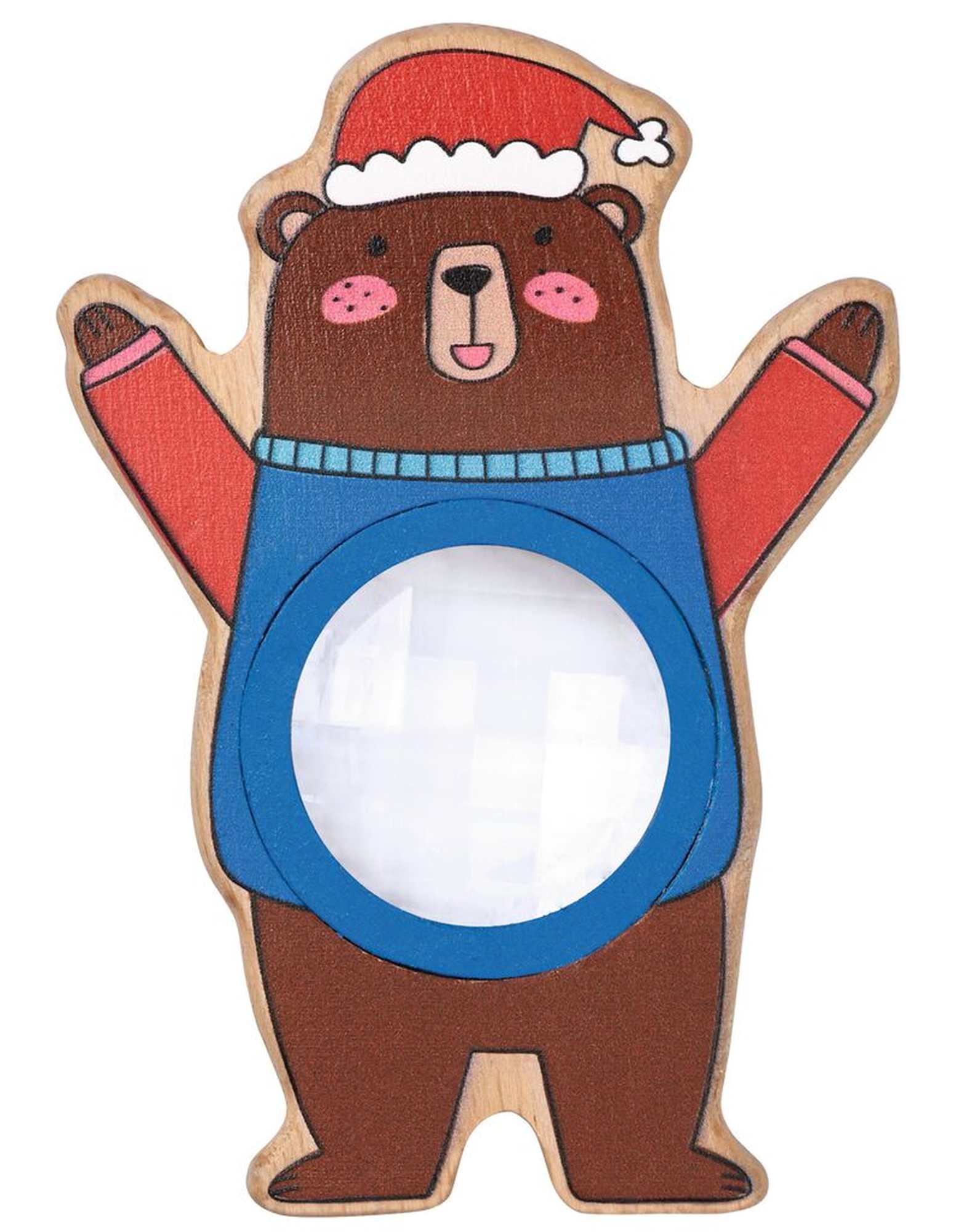 Guckauge aus Holz "Braunbär feiert Weihnachten" Guckauge aus Holz "Braunbär feiert Weihnachten"