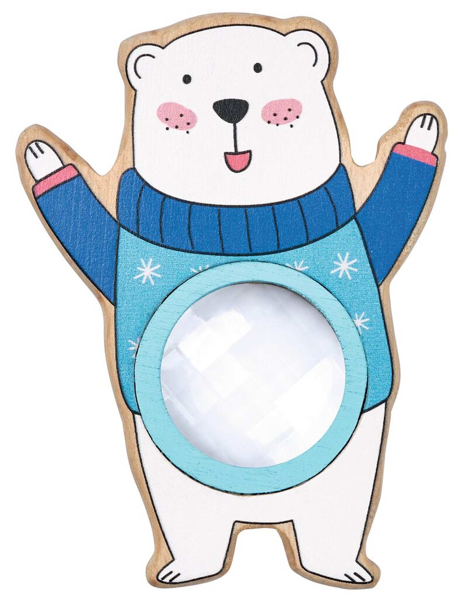 Guckauge aus Holz "Eisbär feiert Weihnachten" Guckauge aus Holz "Eisbär feiert Weihnachten"